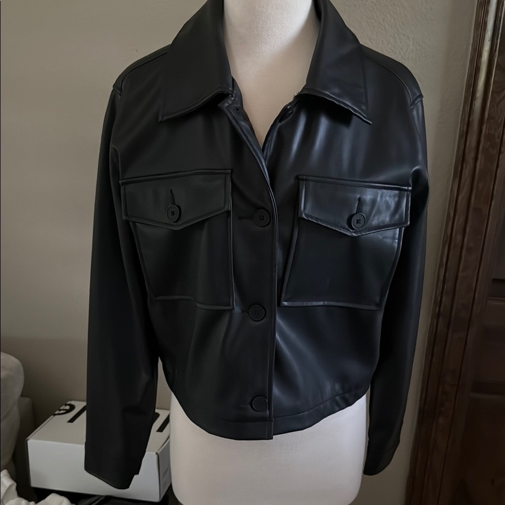Black Faux Leather Women's Jacket-M